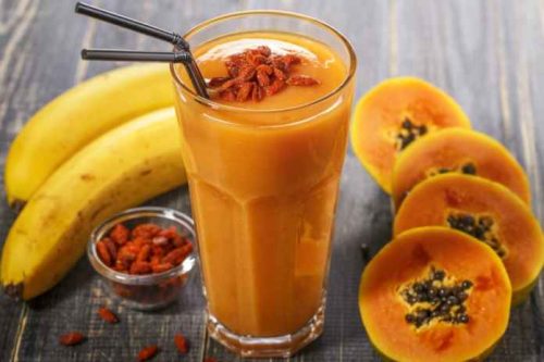 Cannabis infused smoothie with papaya