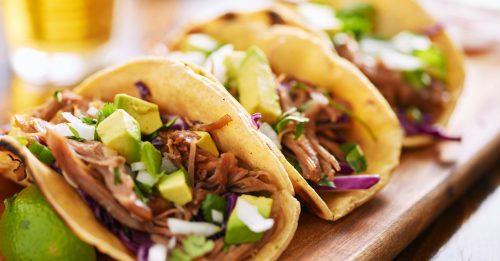 Cannabis street tacos with avocado and meat