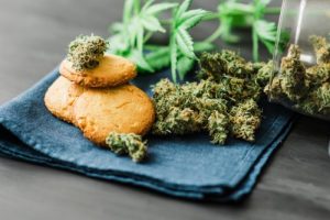 Decarbed cannabis buds with edible cookies