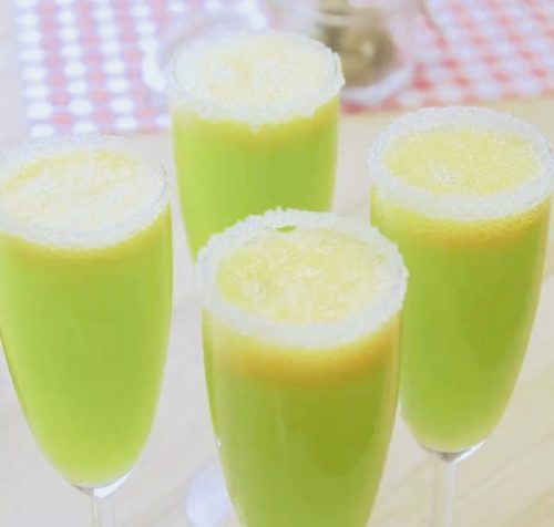 Green cannabis infused mimosas