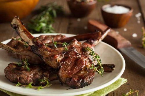 Cannabis infused herb marinated rack of lamb