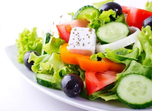 Cannabis greek salad with THC infused olive oil