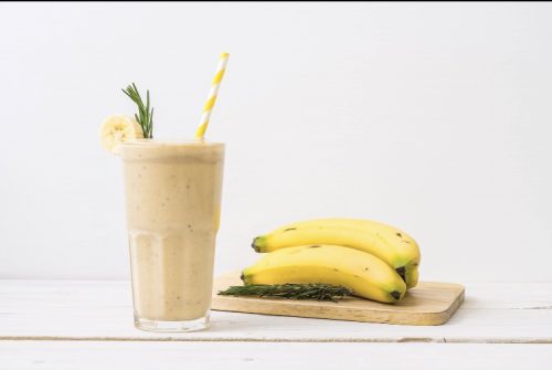 Cannabis infused smoothie with banana and milk