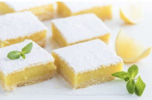 Weed infused lemon bars with powder cannabis sugar