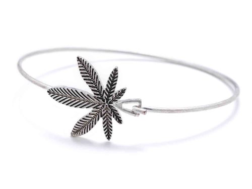 Silver weed bracelet sideways