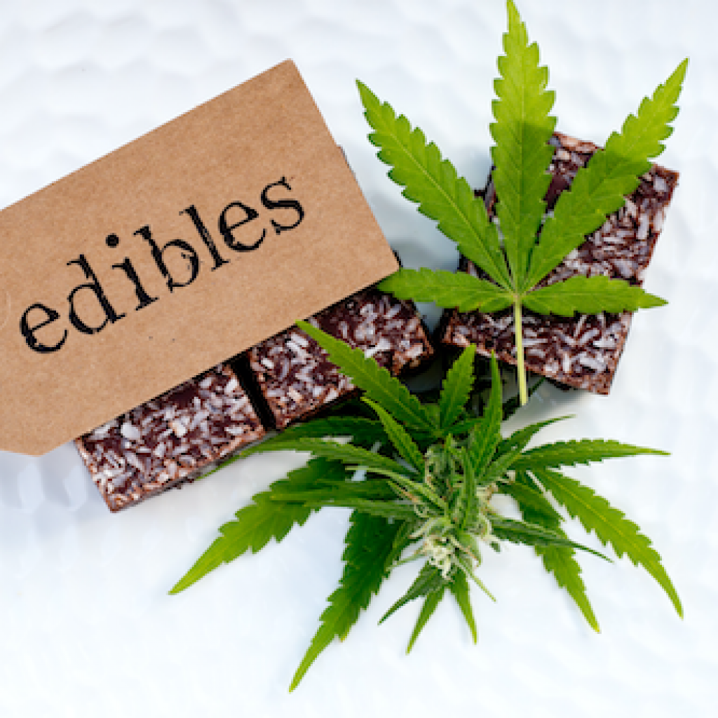 Cannabis edibles with name display featuring sweet weed treat.