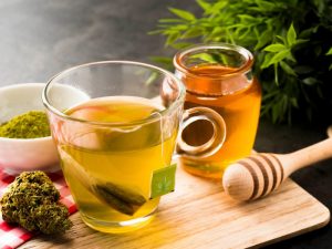 Weed Tea with cannabis buds