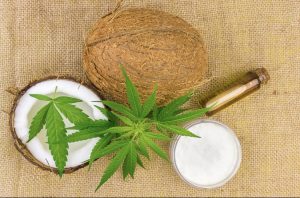 Cannabis topical body lotion recipe with THC coconut oil