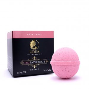 100mg CBD bath bomb with rose scent jar and box