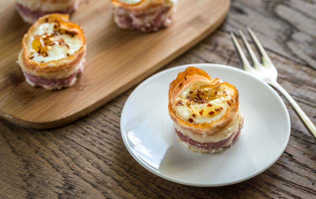 bacon and egg cups with cannabutter